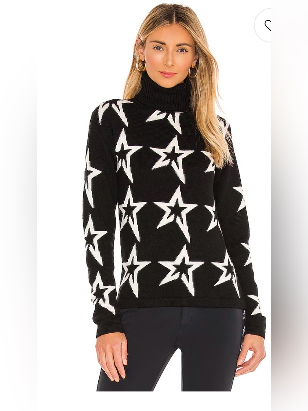 Perfect Moment Star Dust Turtleneck Sweater in Black & Snow White Star